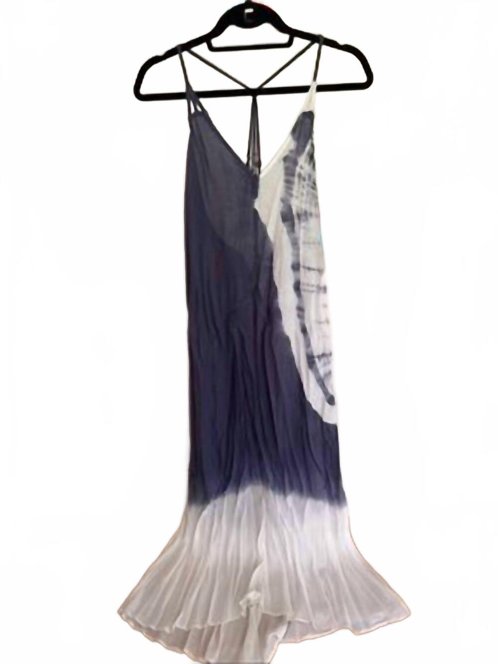 NEW ELAN women's wovens tie-dye maxi dress in navy white